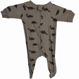 Gerber Dinosaur Romper Jumpsuit Coverall Baby Newborn Gray Zip Organic Cotton